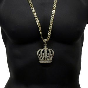 Gold Crown 30" Cuban Chain + Pendant